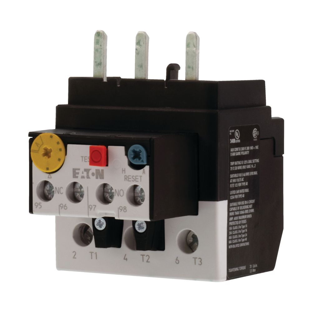 Eaton Moeller® series ZB Overload relay, ZB65, Ir= 40 - 57 A, 1 N/O, 1 N/C, Direct mounting, IP00