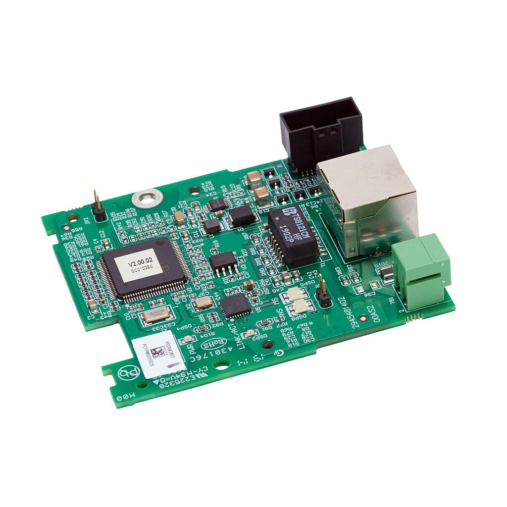 DURApulse GS20 series communication module, EtherNet/IP and Modbus TCP, 1 port, (1) Ethernet (RJ45) port(s). For use with GS20 and GS20X series AC drives.