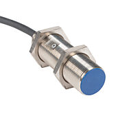 AutomationDirect Micro Detectors inductive proximity sensor, tubular, 18mm diameter x 60mm body, nickel-plated brass housing, N.O. (VAC) or N.O./N.C. (VDC) output, 6mm sensing distance, flush, 25 Hz (AC)/600 Hz (DC) switching frequency, IP67, pigtail.