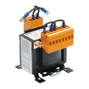 Murrelektronik control transformer, open core, 100 VA, 1-phase, 208/230/380/400/420/440/460/480/500/525/550 VAC primary, 115/230 VAC secondary, 50/60 Hz, electrostatic shield, panel or 35mm DIN rail mount.