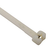 SapiSelco stainless steel tooth cable tie, 13.39in length, 0.28in width, 154.32lb tensile strength, 3.54in maximum bundle diameter, natural, nylon. Package of 50.