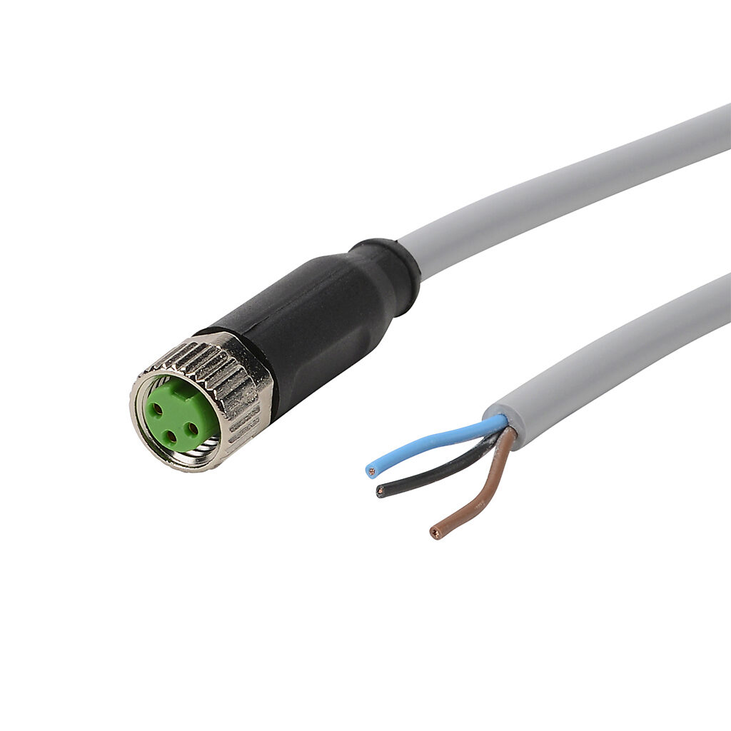 Murrelektronik connection cable, M8 axial female to pigtail, 3-pole, PVC jacket, gray, 16.4ft/5m cable length, IP65 IP66K IP67.