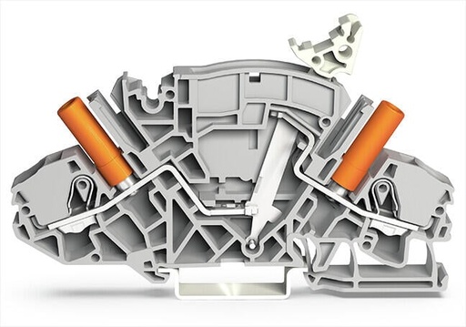 [WAGO 2007-8811] Borna seccionable y de medida, 2 conductores; p. ej. para circuitos de prueba de transformador de tensión; con tomas de prueba con protección contra contacto directo; con toma de prueba Ø 4 mm; para carril DIN 35 x 15 y 35 x 7,5; 6 mm²; Push-in CAGE CLAMP®; 6,00 mm²; gris