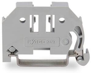 [WAGO 249-116] Screwless end stop; 6 mm wide; for DIN-rail 35 x 15 and 35 x 7.5; gray