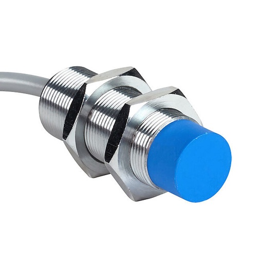 [DW-AD-513-M18] Contrinex inductive proximity sensor, tubular, 18mm diameter x 51mm body, chrome-plated brass housing, PNP, N.O. output, 20mm sensing distance, non-flush, 500 Hz switching frequency, IP67, pigtail.