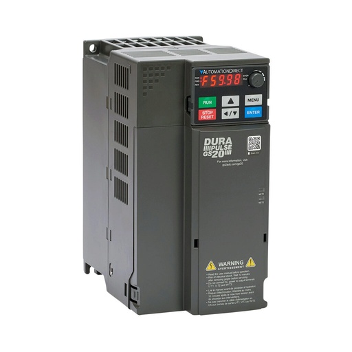[GS23-4010] DURApulse GS20 series AC general purpose drive, enclosed, 460 VAC, 10hp with 3-phase input, SVC, V/Hz, FOC or torque mode, D frame, RS-485, integrated dynamic braking. Optional EtherNet/IP and Modbus TCP card available.