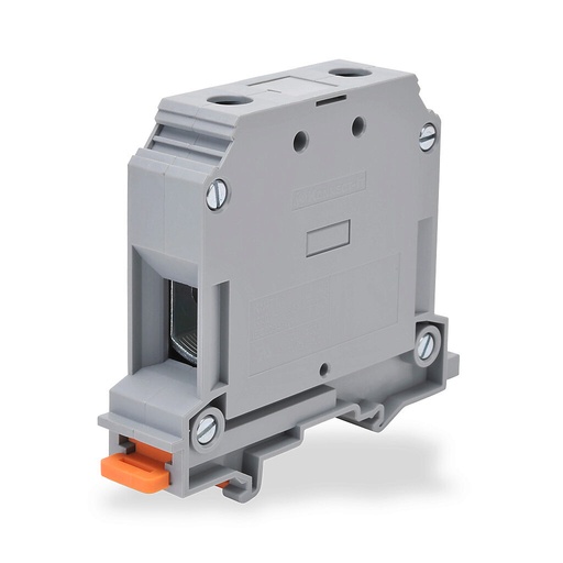 [KN-T1/0GRY-10] Konnect-It screw single-level feedthrough terminal block, accepts wire size 6-1/0 AWG, gray, 150A, 35mm DIN rail mount, 100kA SCCR. Package of 10. For use with jumpers KN-2J1/0, KN-3J1/0 or KN-4J1/0