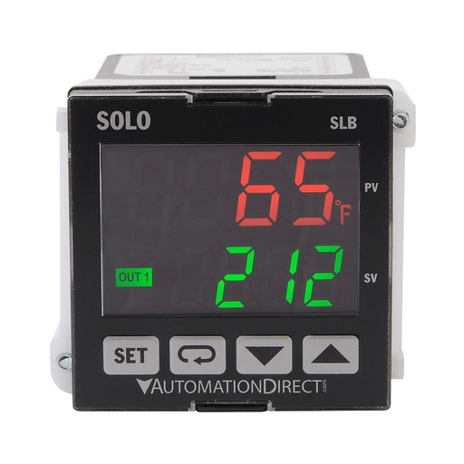[SLB4848-R2] SOLO basic temperature controller, 1/16 DIN, 2-line LCD, RTD or thermocouple input, (1) 5A SPST relay, (2) 3A SPST relays output, 100-240 VAC operating voltage.