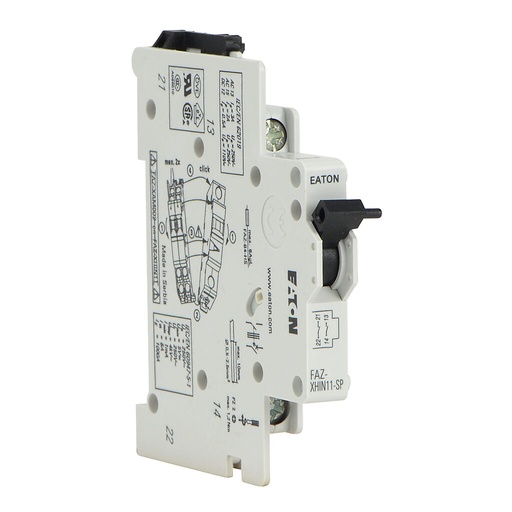 [FAZ-XHIN11-SP] Eaton auxiliary contact, DPST contact(s), 2A @ 230VAC/0.5A @ 110VAC/VDC. For use with Eaton FAZ series supplementary protectors.